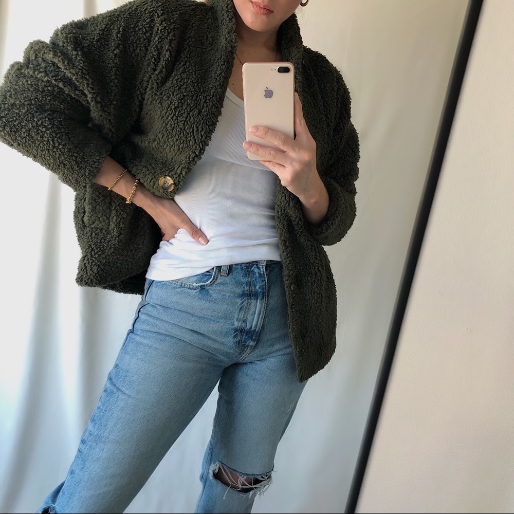 Olive Teddy Jacket — Olive - Picture 5 of 8